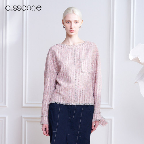 CISSONNE赛颂香风花呢短款上衣