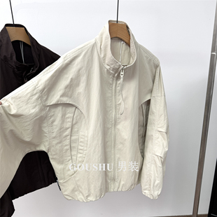 城市机能风拼接设计蝙蝠袖 冲锋衣春季 工装 外套 立领飞行员夹克男士