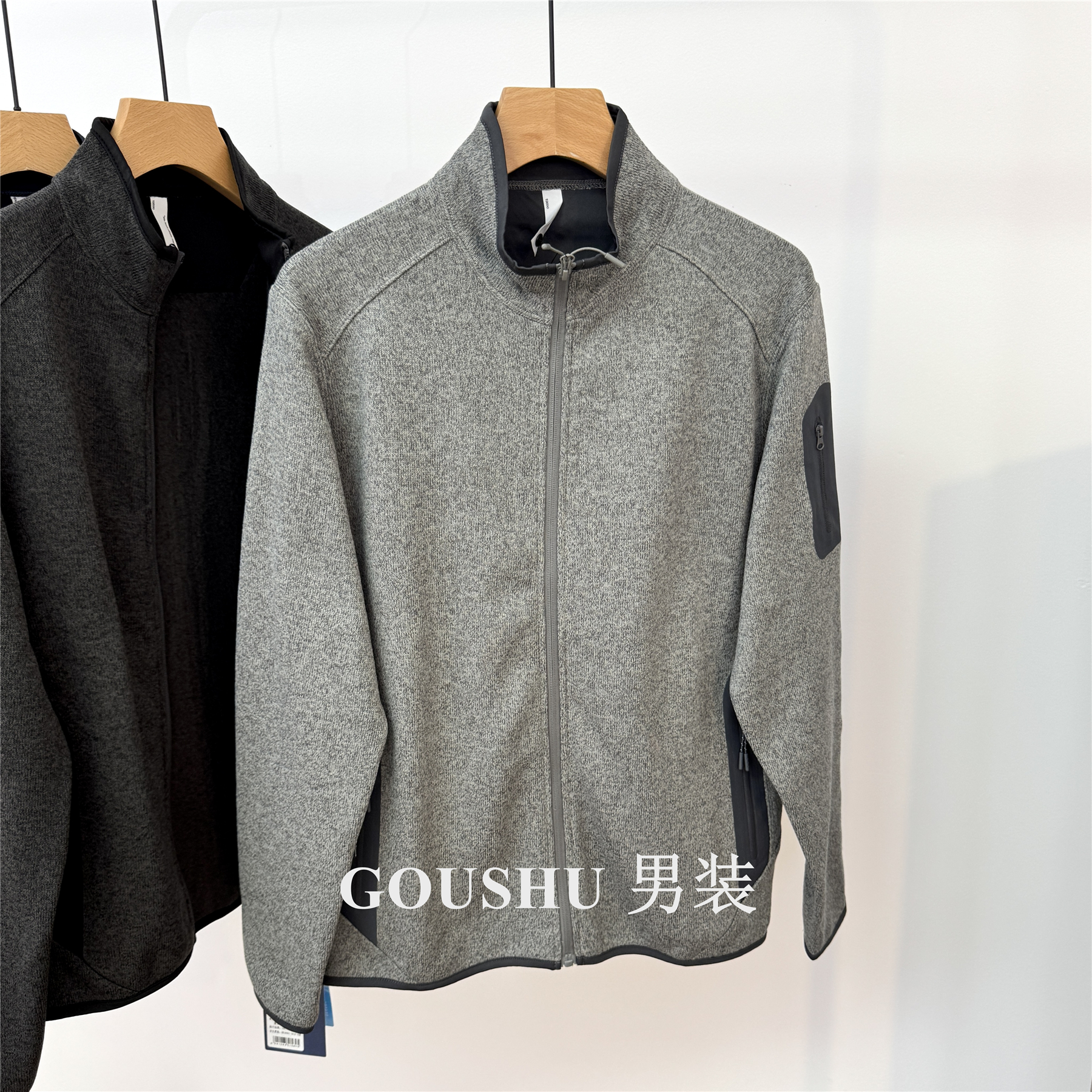 户外登山徒步针织抓绒衣开衫