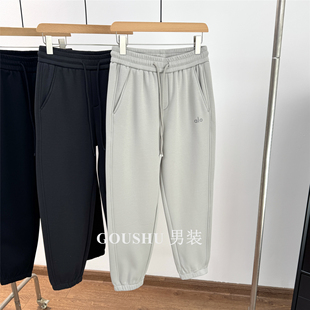 青年纯色 休闲抽绳束脚运动男裤 秋冬轻奢字母百搭加绒针织卫裤 男士