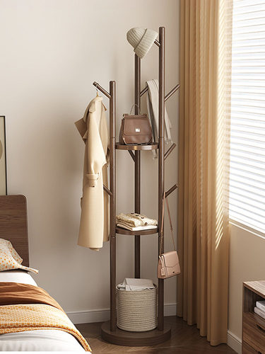 小工匠衣架衣架旋转实木地板站立卧室家庭角落储物架床边衣架