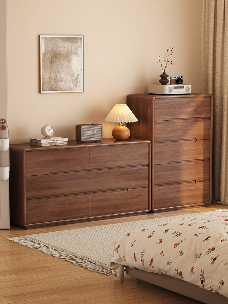 全实木斗柜卧室置物抽屉柜床尾储物柜客厅五斗柜简约覆古收纳边柜