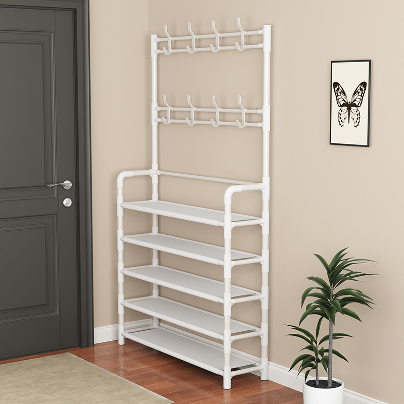 简易鞋架子多层家用门口室内好看鞋柜收纳神器出租屋用挂衣架一体