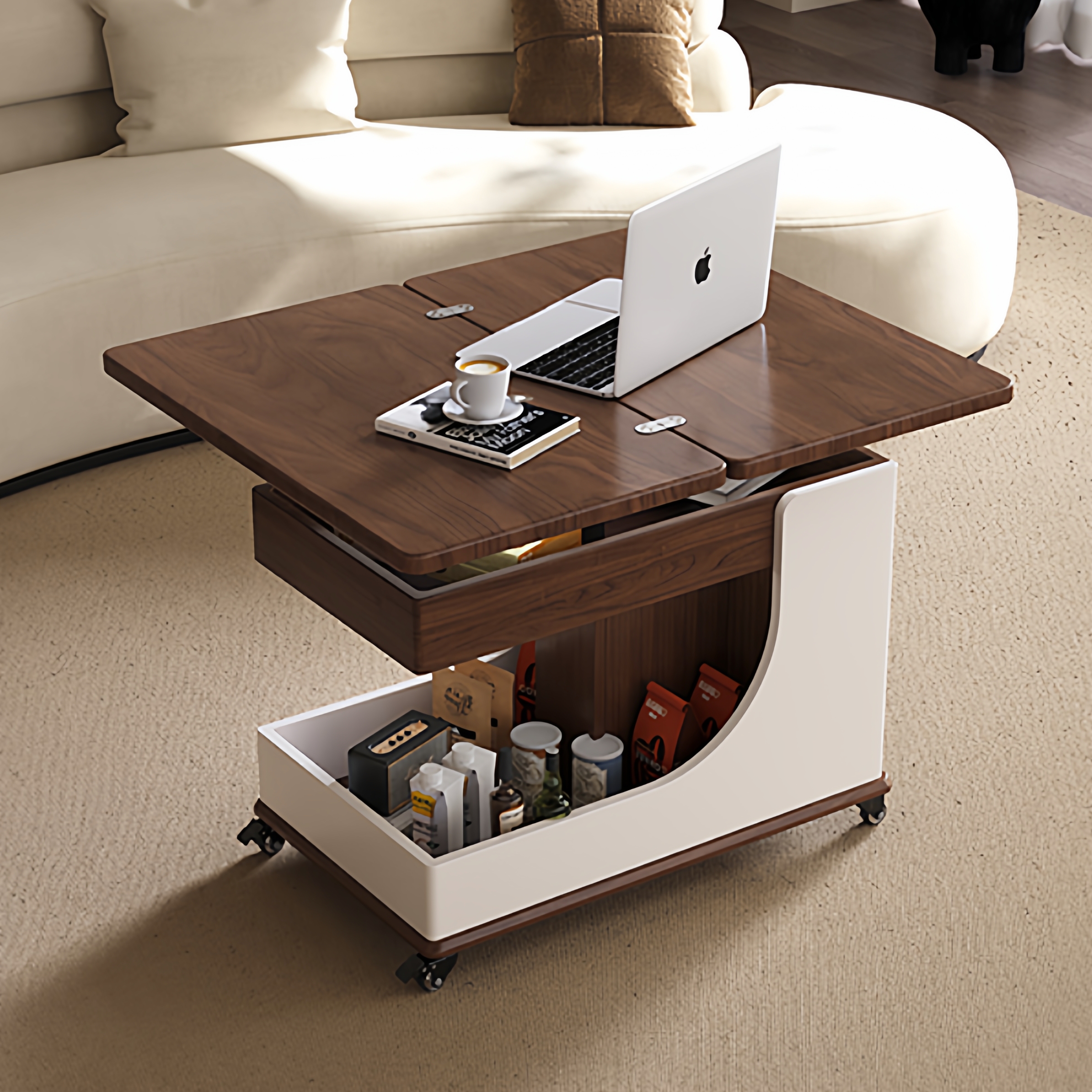 沙发边几可移动茶几升降折叠