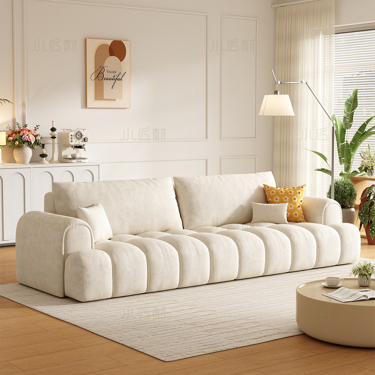 沙发政府补贴客厅布艺小户型双人直排云朵泡芙现代简约佛山奶油风