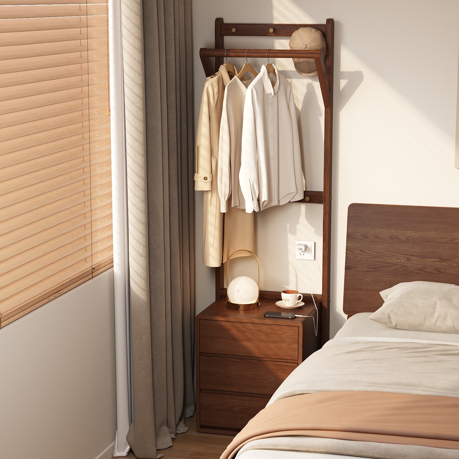 政府补贴15%全实木衣帽架