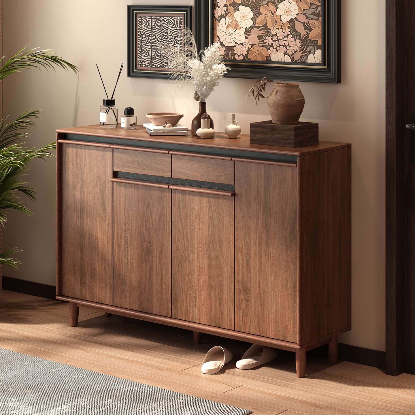 实木鞋柜家用门口入户玄关柜收纳柜一体靠墙超大容量多层新款鞋架