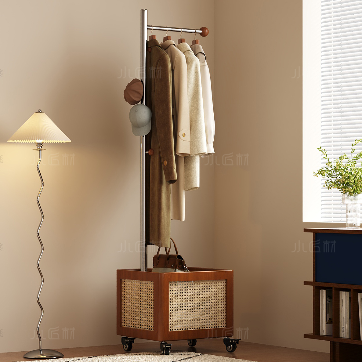 落地衣帽架挂衣架卧室次净衣架床边2025年新款实木客厅挂包架房间