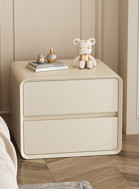 实木床头柜2025新款简约现代小型轻奢高级感奶油风卧室家用床边柜