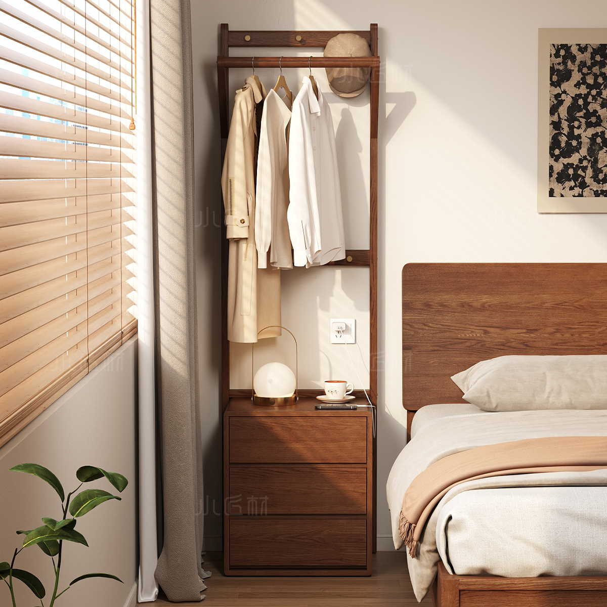 政府补贴15%床头柜衣帽架一体