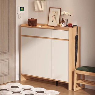 高档一体靠墙鞋 爆款 架玄关柜 柜家用门口收纳柜2025年新款 实木鞋