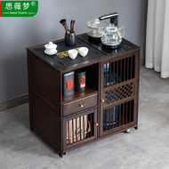 Bàn trà di động, tủ trà gia đình, bàn trà nhỏ bằng gỗ nguyên khối, bàn cà phê có bánh xe, bộ trà Kung Fu, xe pha trà tích hợp nước đun sôi bàn trà nâng hạ