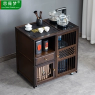 Bàn trà di động, tủ trà gia đình, bàn trà nhỏ bằng gỗ nguyên khối, bàn cà phê có bánh xe, bộ trà Kung Fu, xe pha trà tích hợp nước đun sôi bàn trà nâng hạ