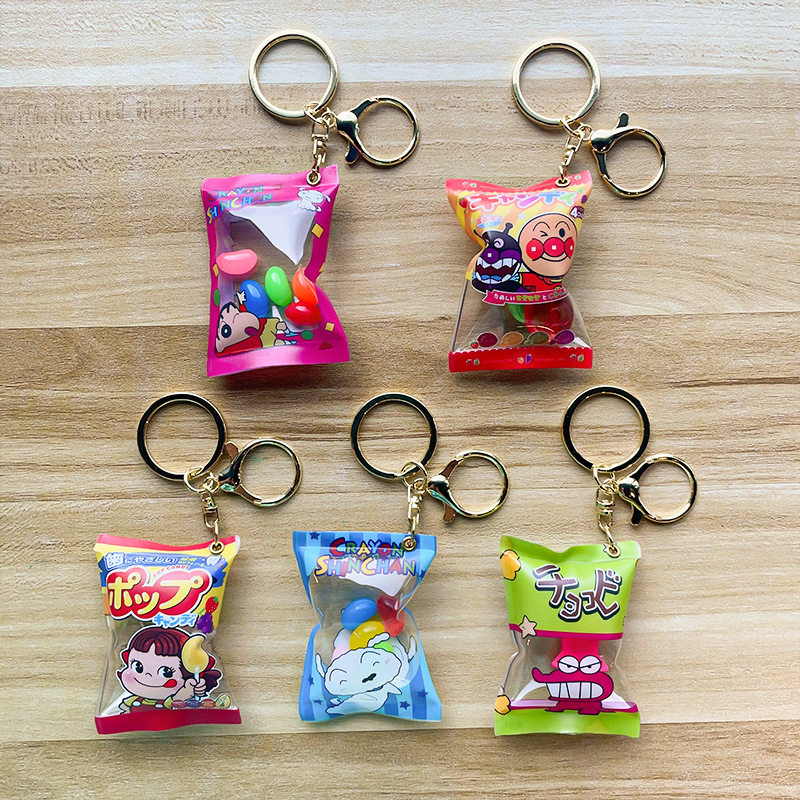 面包超人小新小白鳄鱼糖果包充气袋可捏捏钥匙扣卡通仿真糖果饼干