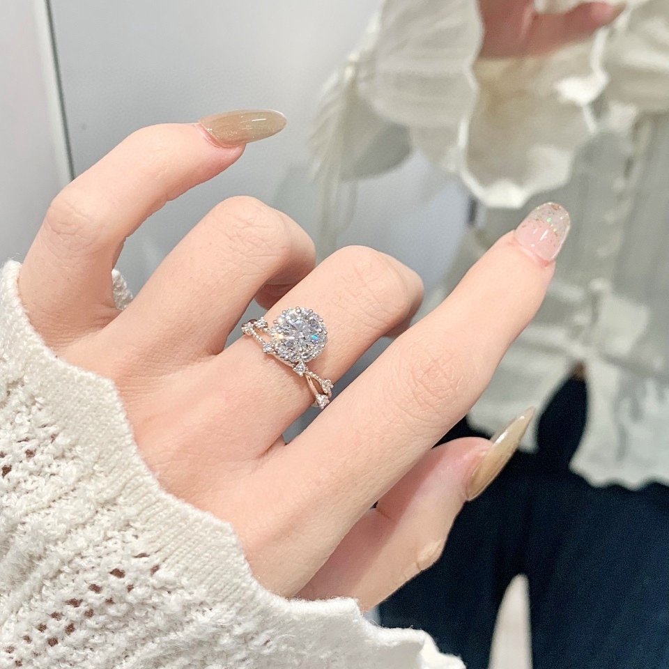 18K金IGI培育钻石戒指女灿若星辰50分1克拉人工璀璨星耀铂金钻戒