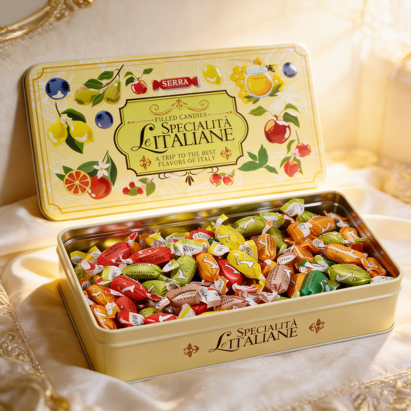 意大利SERRA莎华血橙薄荷水果糖夹心0脂0添加无麸质儿童高端糖果