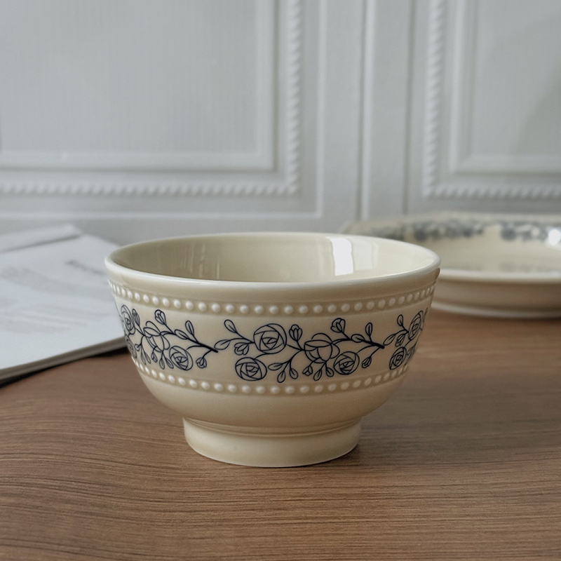 法式复古玫瑰餐具高温烧制