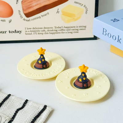 星星人杯子专用魔法帽食品级硅胶杯盖马克杯盖玻璃杯杯盖单卖11cm