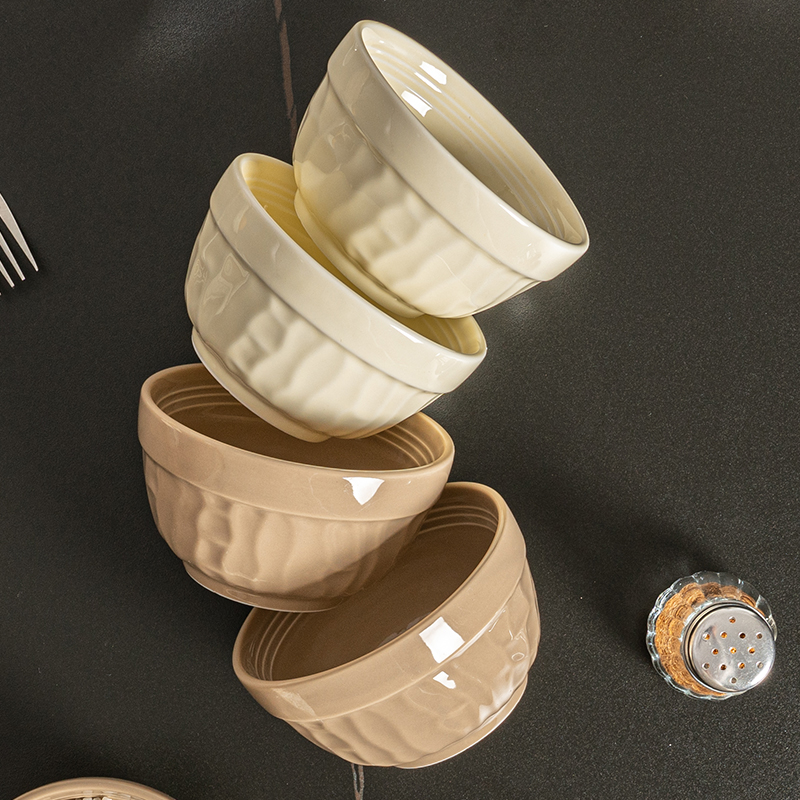 维马仕陶瓷奶油风釉下彩米饭碗