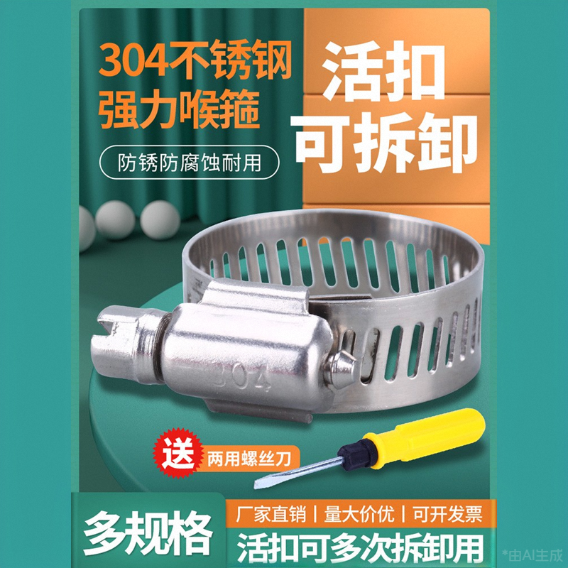 可重复使用不锈钢304喉箍活扣