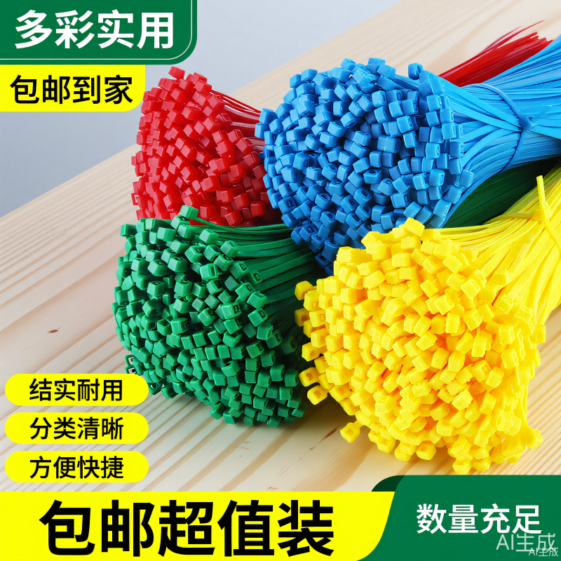 国标家用彩色扎带捆扎神器尼龙固定绑带婚庆绑花园艺数据线束收纳,五金/工具,捆扎带,淘宝优惠券,粉丝福利购,淘宝优惠卷