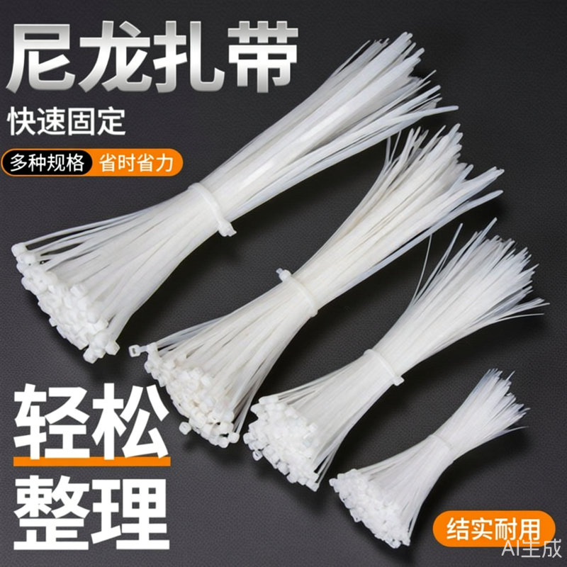 扎带尼龙高强度易拉得扎线带隔音棉胶索带自紧捆扎固定塑料绑带大号收纳不易断高韧性抗老化加厚加粗