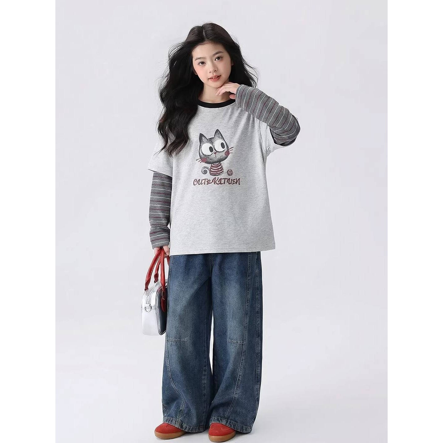 高档品牌女童套装春秋2026新款女孩超好看儿童潮酷上衣春装大童春