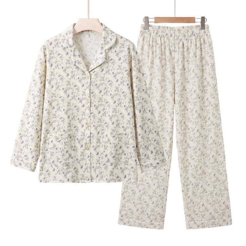 高档品牌睡衣女春秋款长袖大码家居服套装夏可外穿慵懒风
