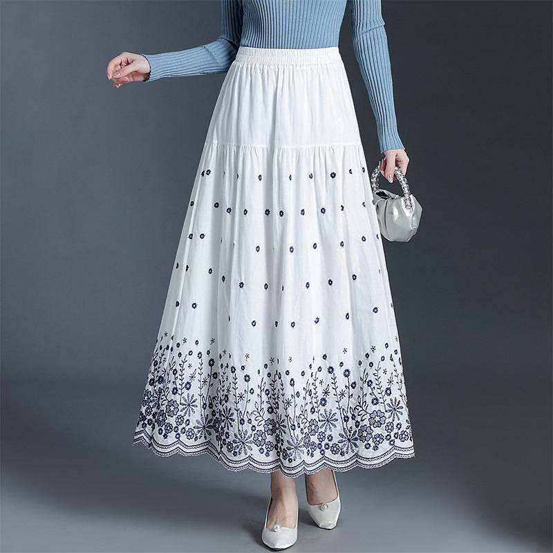 高档品牌重工刺绣半身裙女2026新款春季小个子蛋糕裙中长款高腰a