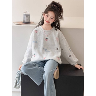 高档品牌女童春秋卫衣套装2026新款女孩大童春季韩系上衣儿童牛仔
