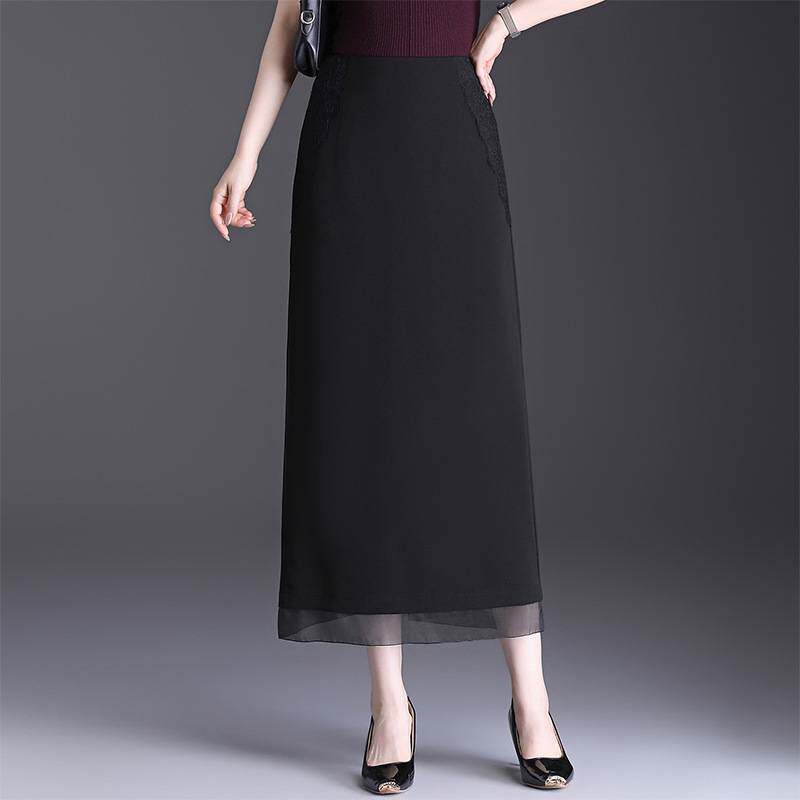 高档品牌开叉拼接直筒半身裙女中长款2026春夏季新款一步裙遮肉显