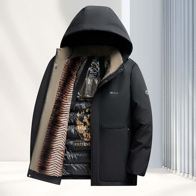 高档品牌石墨烯加绒棉衣男士冬季加厚保暖棉服棉袄爸爸装冬装外套