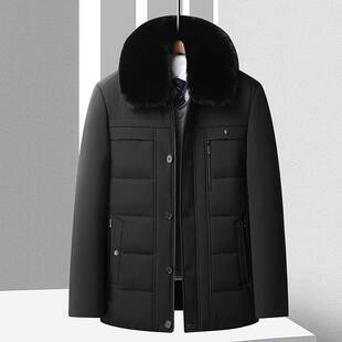 品牌冬季新款中老年男士爸爸装棉服外衣中长款大毛领夹克外套