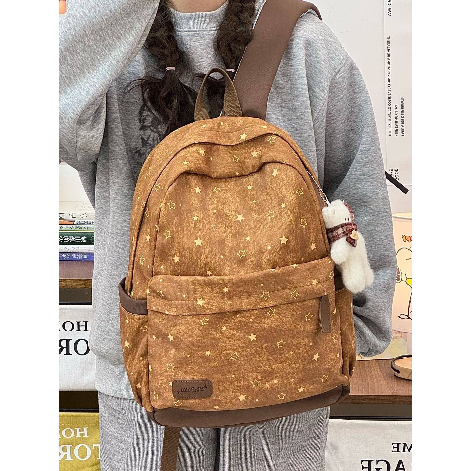 品牌新款高颜值星星双肩包软huhu甜妹专属旅行小背包高颜值中学生
