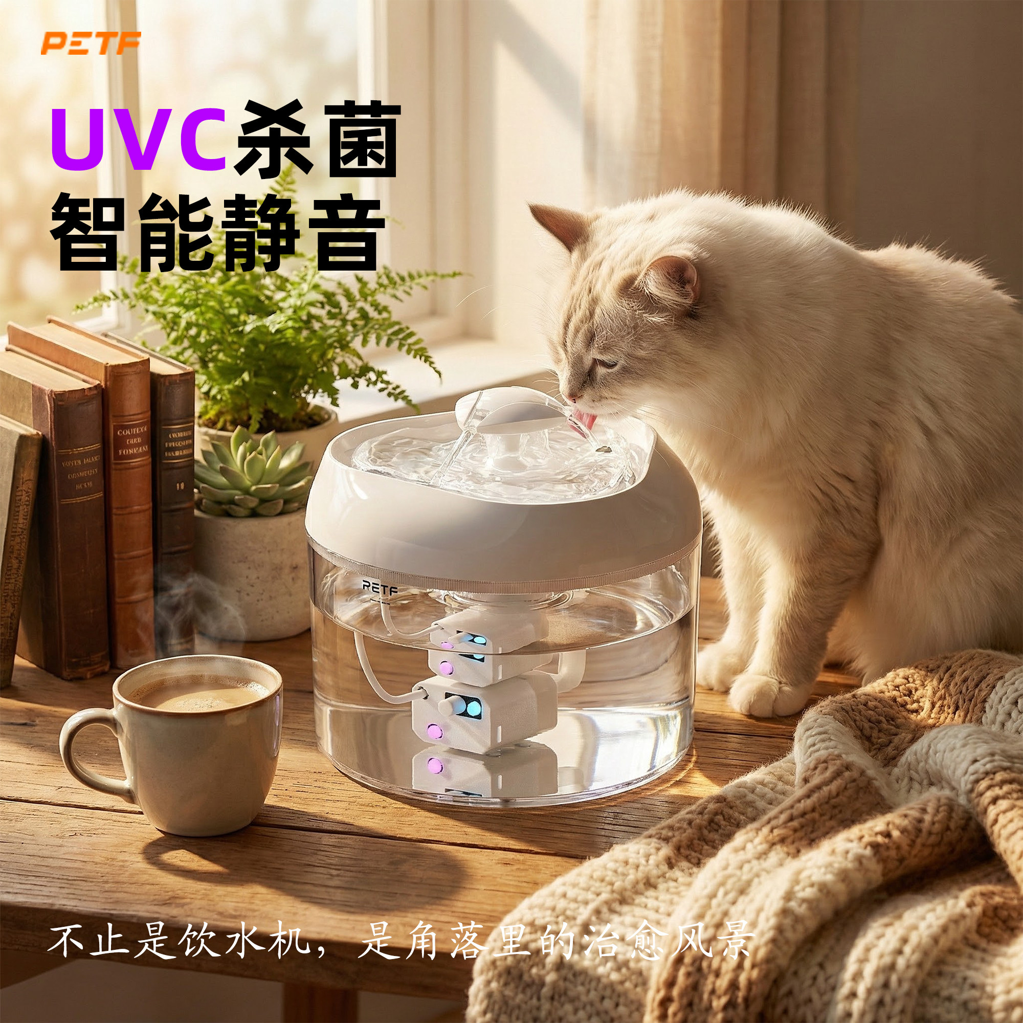 佩孚猫饮水机UVC杀菌循环活水