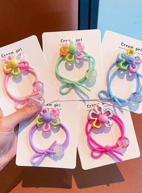 儿童可爱彩色花朵皮筋扎头发不伤发小女孩发圈辫子马尾高弹力发圈