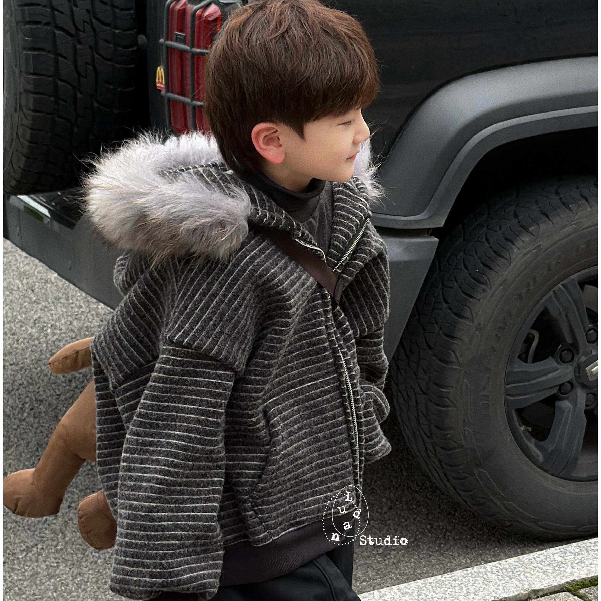 卤蛋童装：美式绒感/冬款潮宽松复古毛呢条纹毛领加绒外套男女童,童装/婴儿装/亲子装,普通外套,淘宝优惠券,粉丝福利购,淘宝优惠卷