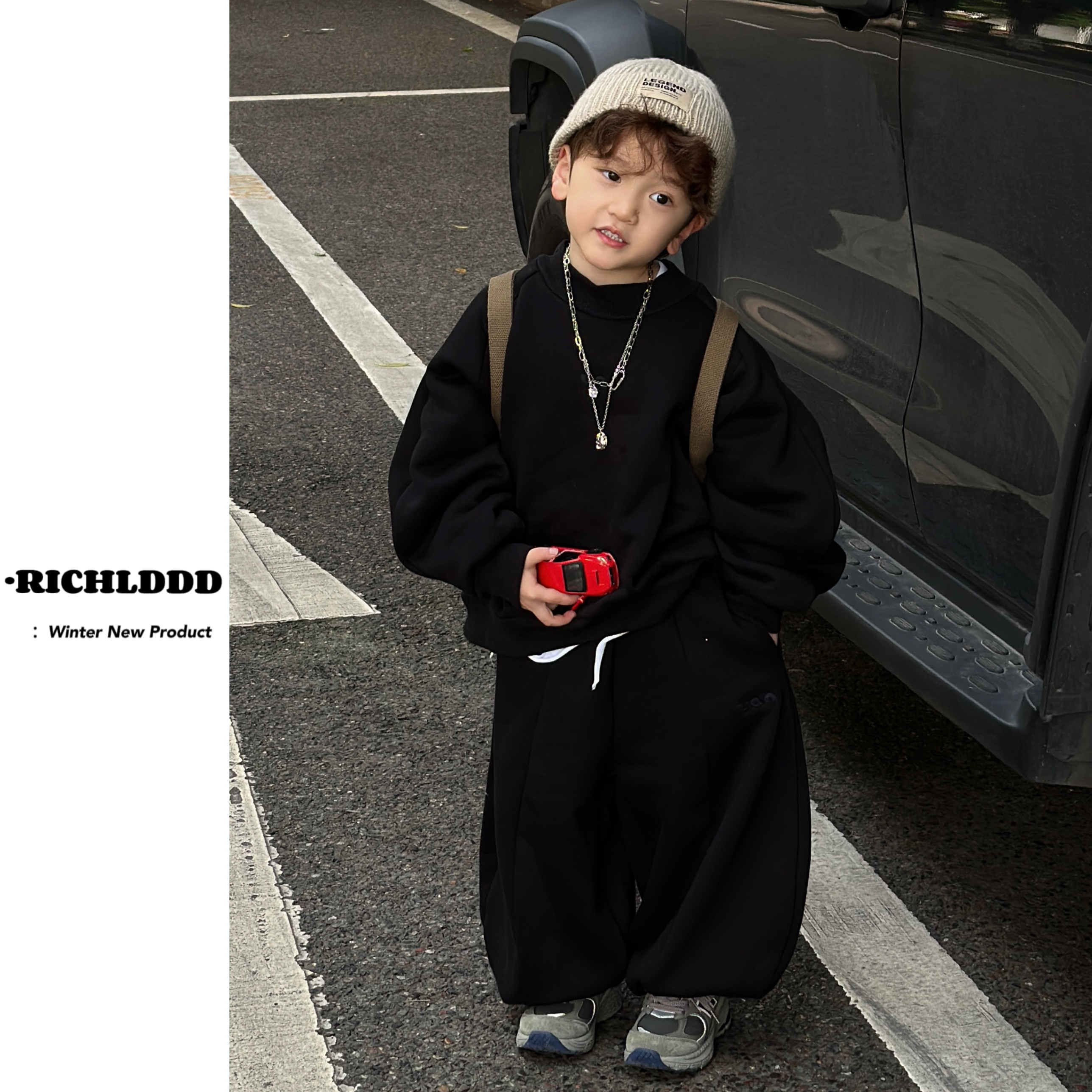 【No退No换】卤蛋童装秋冬慵懒时光无性别穿搭加绒卫衣套装儿童