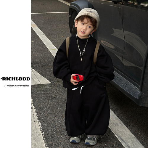 【No退No换】卤蛋童装秋冬慵懒时光无性别穿搭加绒卫衣套装儿童