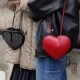 红色爱心包包小众设计辛25新芷蕾同款 辣妹桃心单肩斜挎迷你手机包