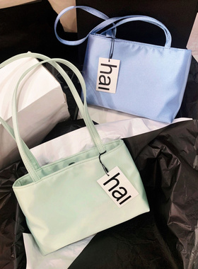 hai英国小众设计ins复古百搭真丝绸缎手提单肩腋下通勤托特小方包