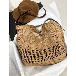 拉菲草手工编织包董洁同款大容量手提单肩斜挎慵懒沙滩度假托特包