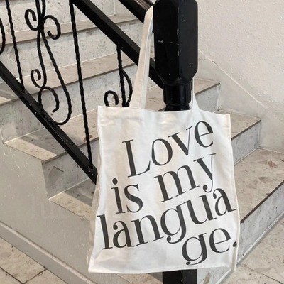 白色通勤大容量字母帆布托特包女