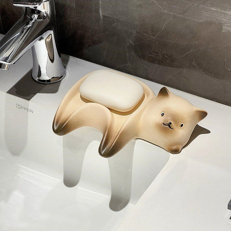 猫咪肥皂盒陶瓷香皂盒高级轻奢不积水沥水盒卫生间洗手台置物架