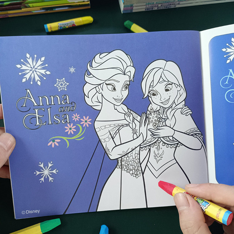 爱莎公主涂色书冰雪奇缘绘画画本儿童涂鸦填色图画册女孩艾莎玩具