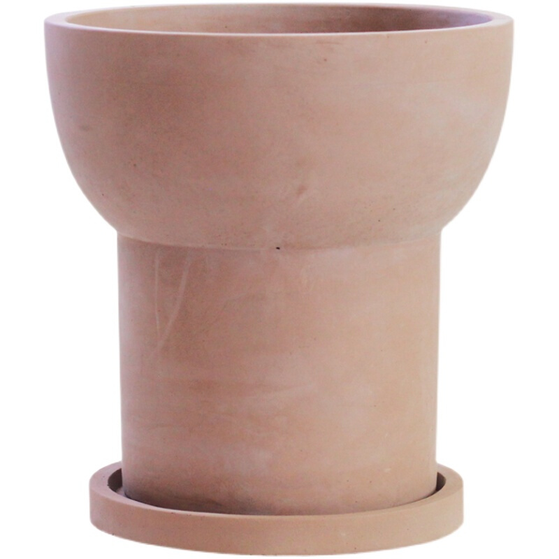 TeeUM韩式简约敞口水泥花盆创意个性2021新款网红ins风盆器带托盘