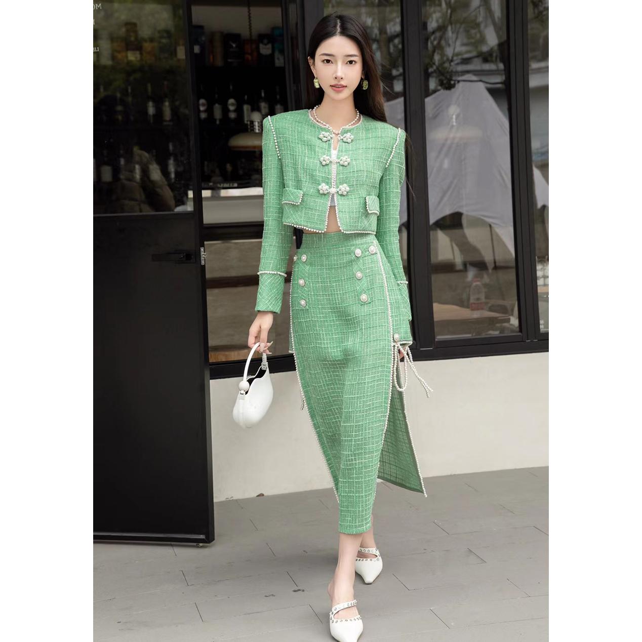设计师品牌11niseey24春秋碧城珠扣上衣马甲可拆卸短裤多穿女现货 - 实物图