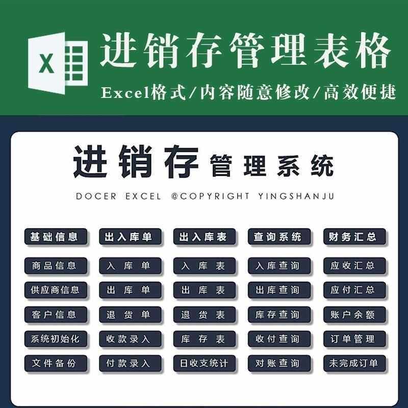 进销存excel系统出入库仓库单财务统计进销存管理表格excel模板