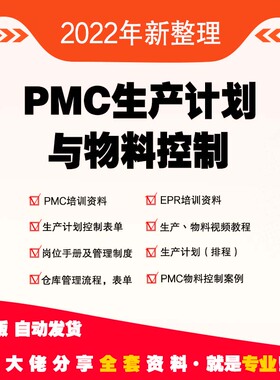 PMC生产计划与物料控制视频课程PPT生产管理培训仓库物料流程表格