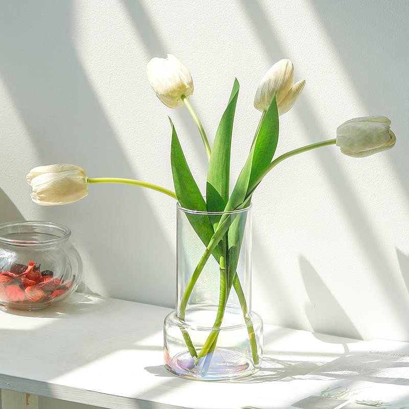 北欧简约ins风透明玻璃花瓶客厅卧室餐桌干花插花瓶装饰摆件花器